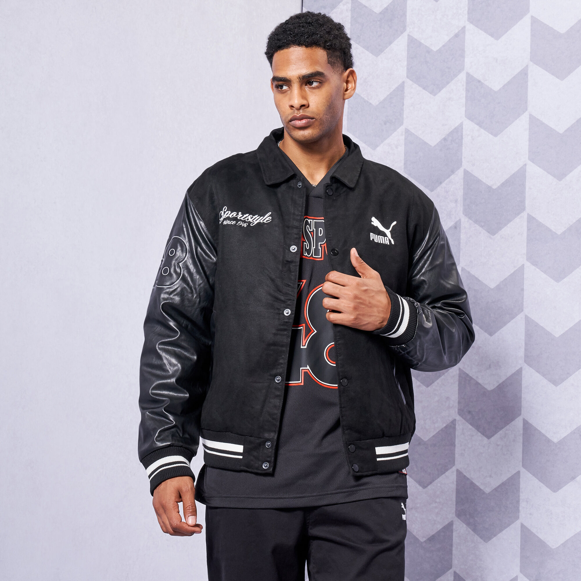 Men's PUMA X HARRDY SANDHU Relaxed Fit Varsity Jacket in Black size M | PUMA  | Mall Road | Ludhiana